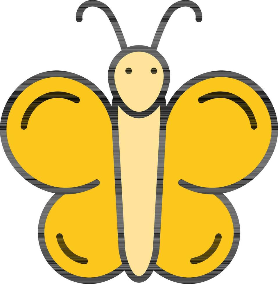 Yellow Butterfly icon in flat style. vector