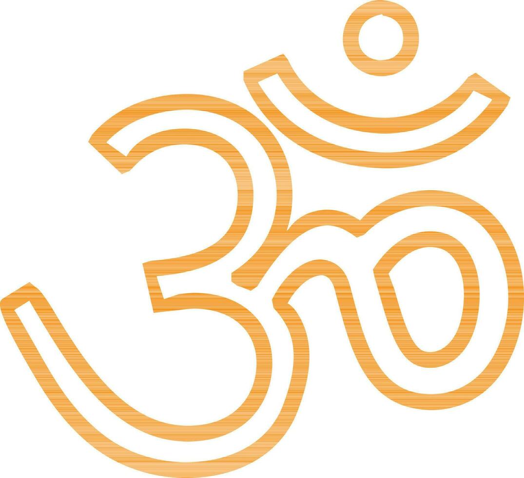 Orange Om or Aum, Hinduism sign or symbol. vector