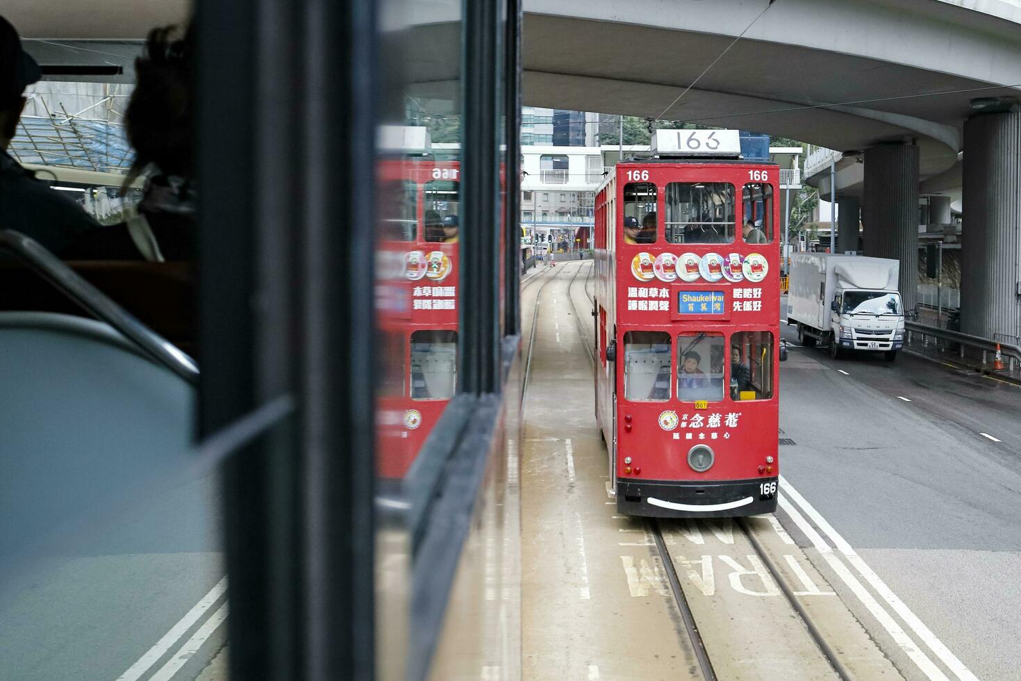 HONG KONG  March 14, 2019 Double-decker trams are a major tourist attraction and one of the most easy ways of travelling in island. photo