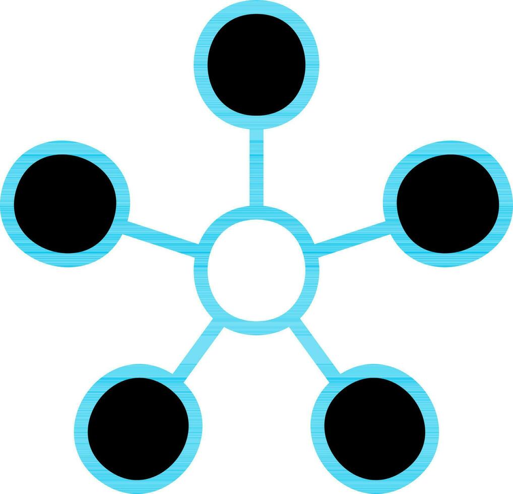 Connection Diagram Icon In Blue And Black Color. vector