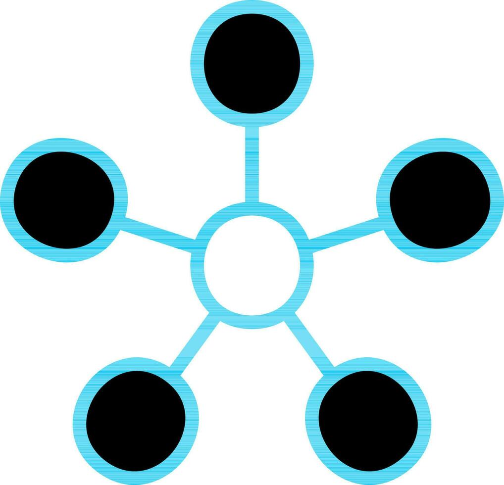 Connection Diagram Icon In Blue And Black Color. vector