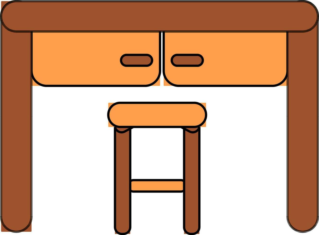 Table icon with stool for furniture concept. vector