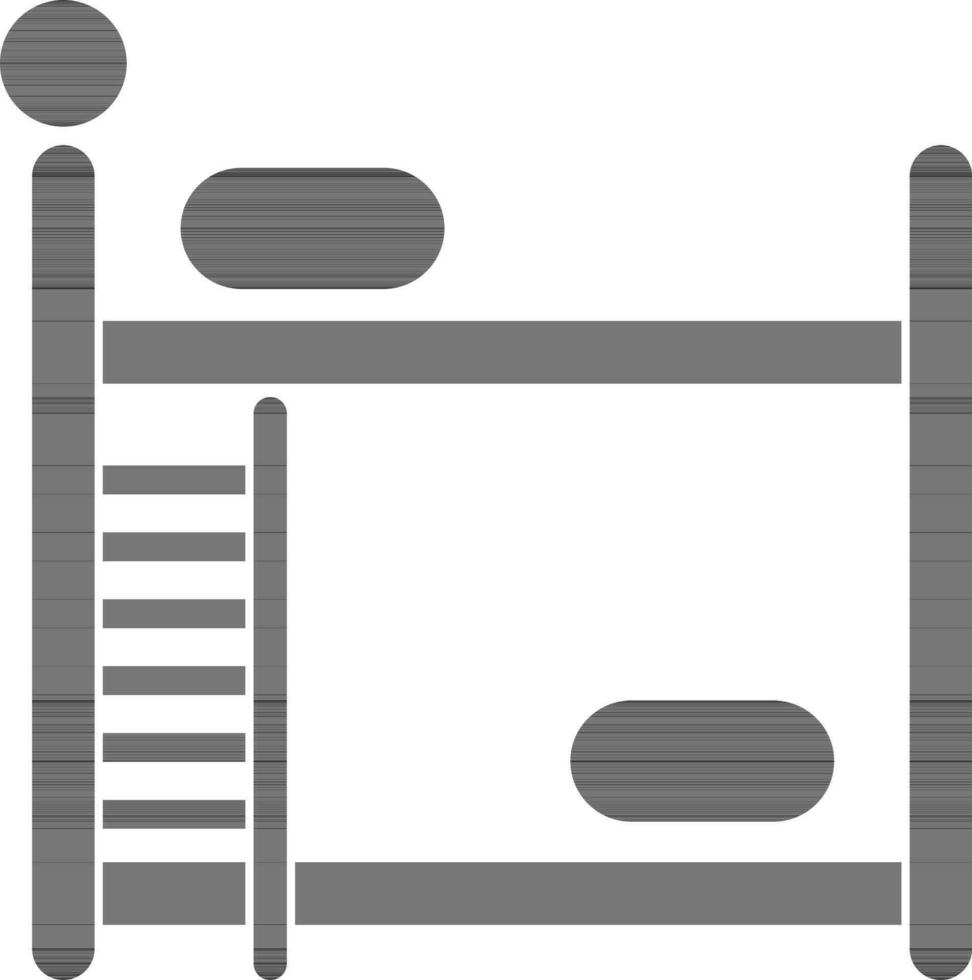 Silhouette style of bunk bed icon for saving space. vector