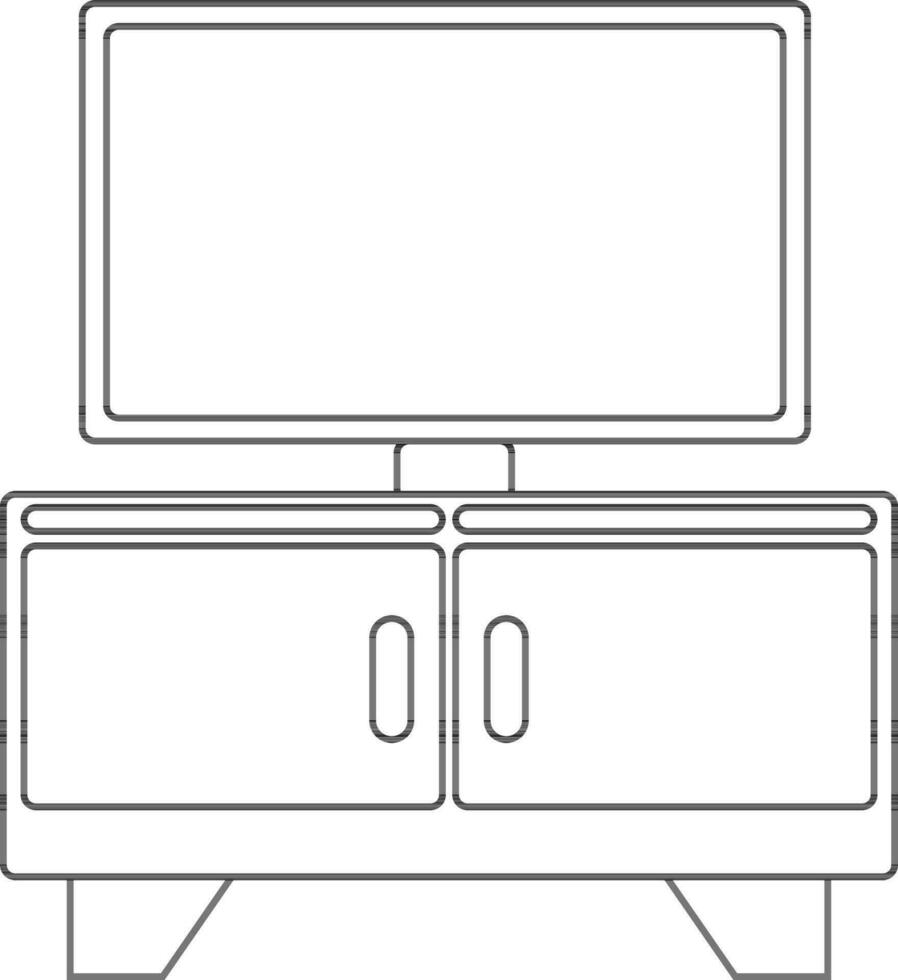 TV table icon for household in stroke style. vector