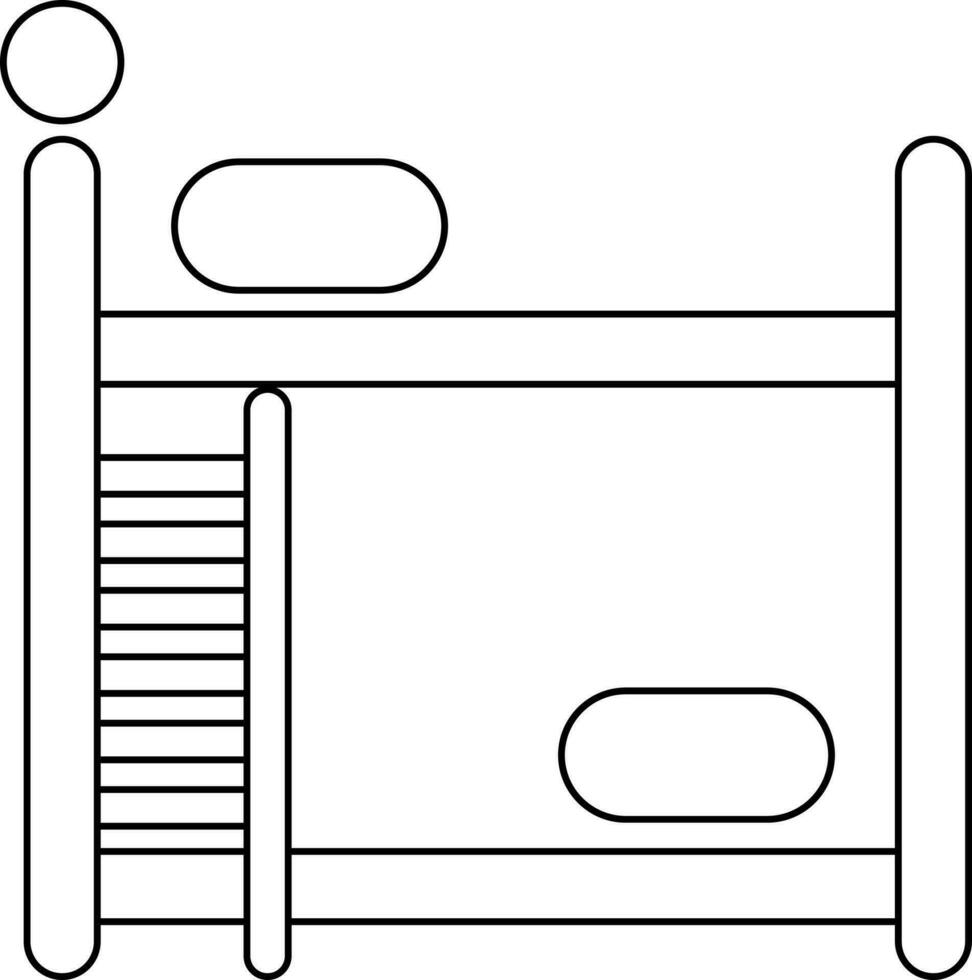 Stroke style of bunk bed icon for saving space. vector
