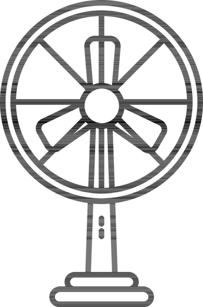 Pedestal fan icon in black line art. vector