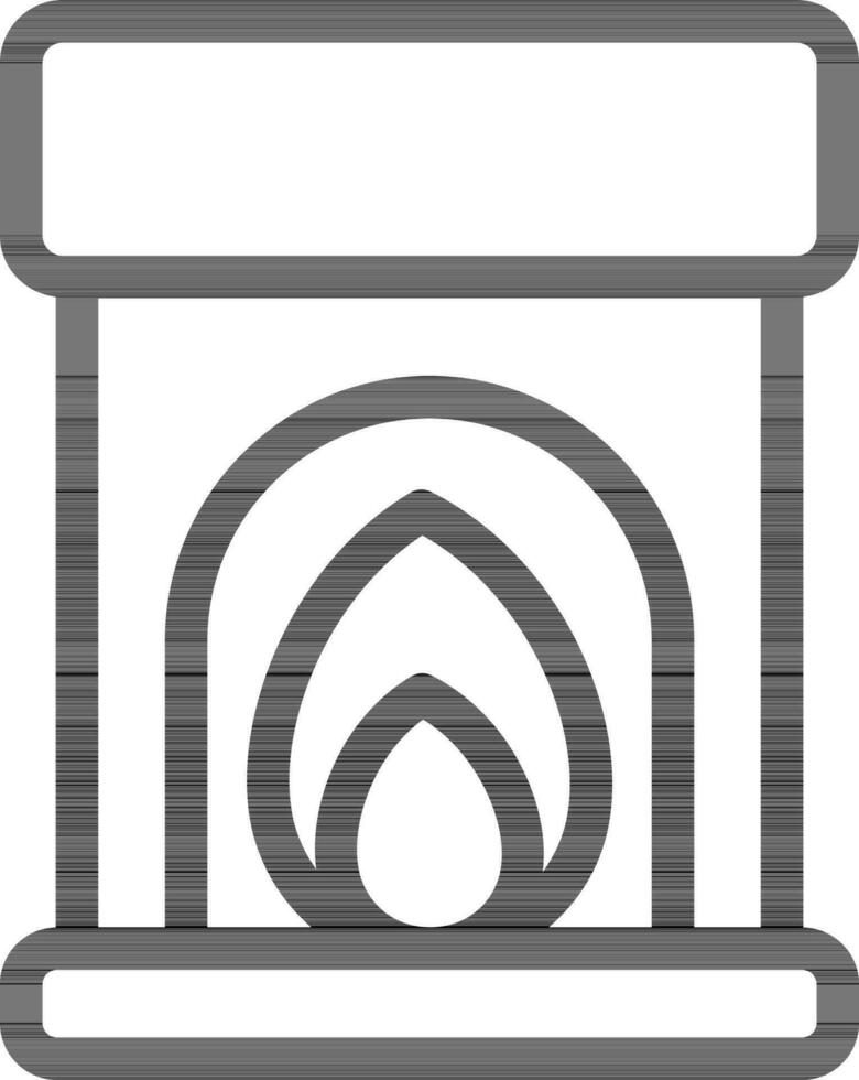 Flat Style Fireplace Icon in Line Art. vector