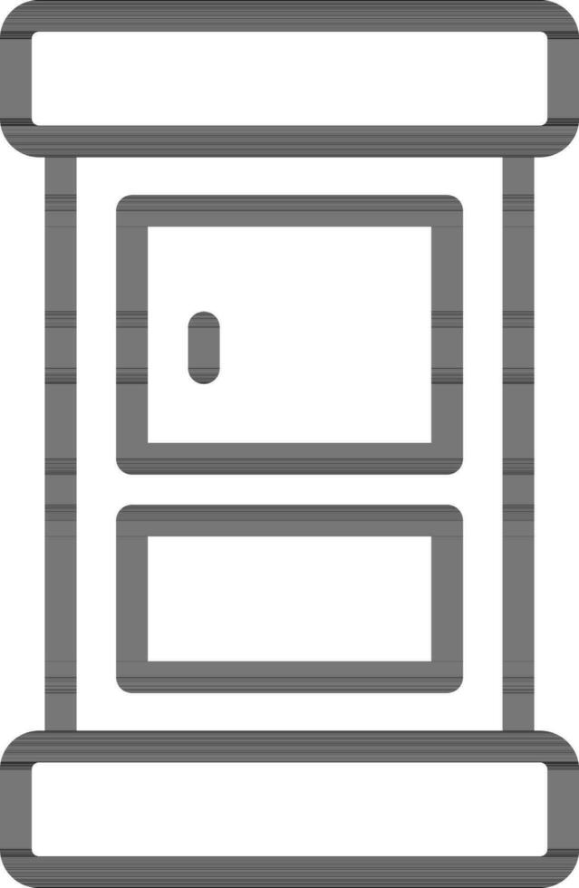 Black Outline Drawer Icon on White Background. vector