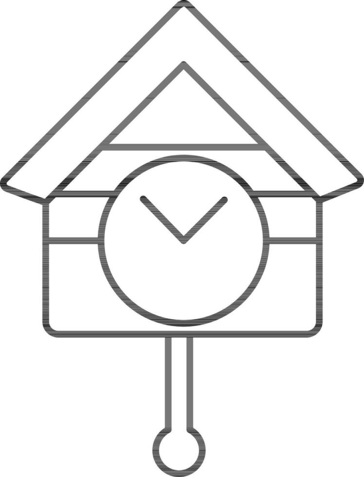 Home with pendulum clock icon in line art. vector