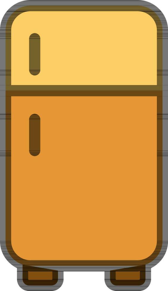 Double Door Refrigerator Icon in Yellow Color. vector