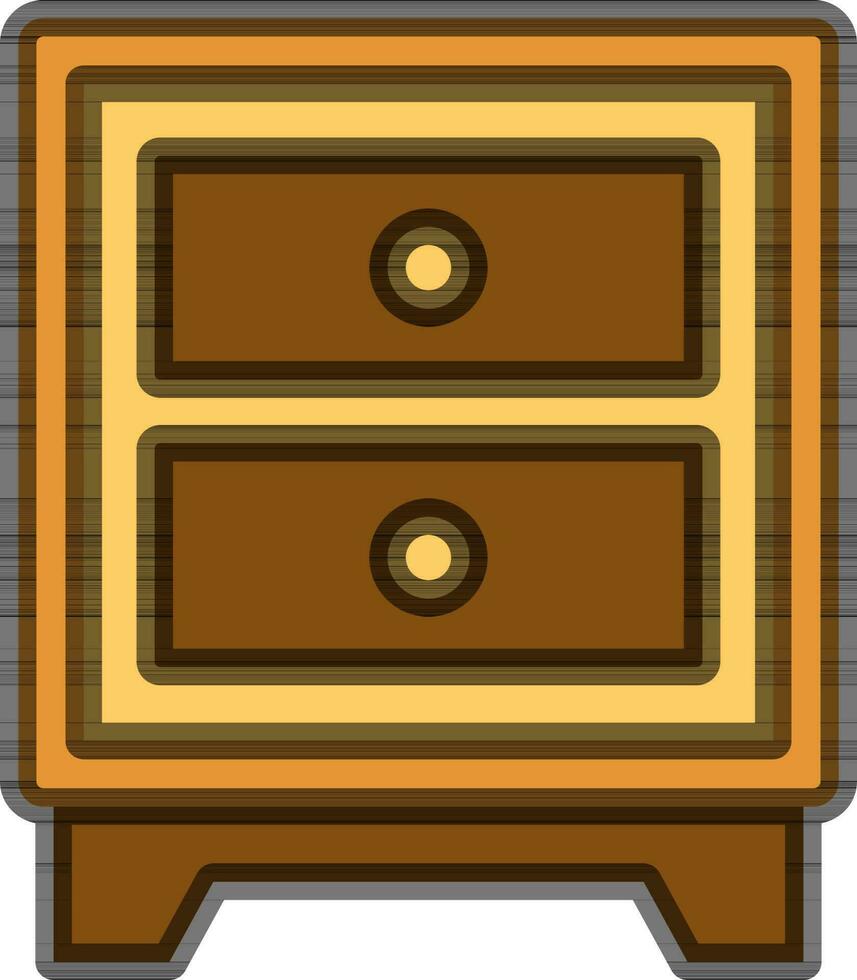 Isolated Drawer Icon in Yellow and Brown Color. vector