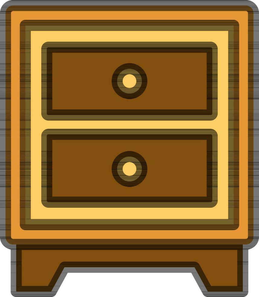 Isolated Drawer Icon in Yellow and Brown Color. vector