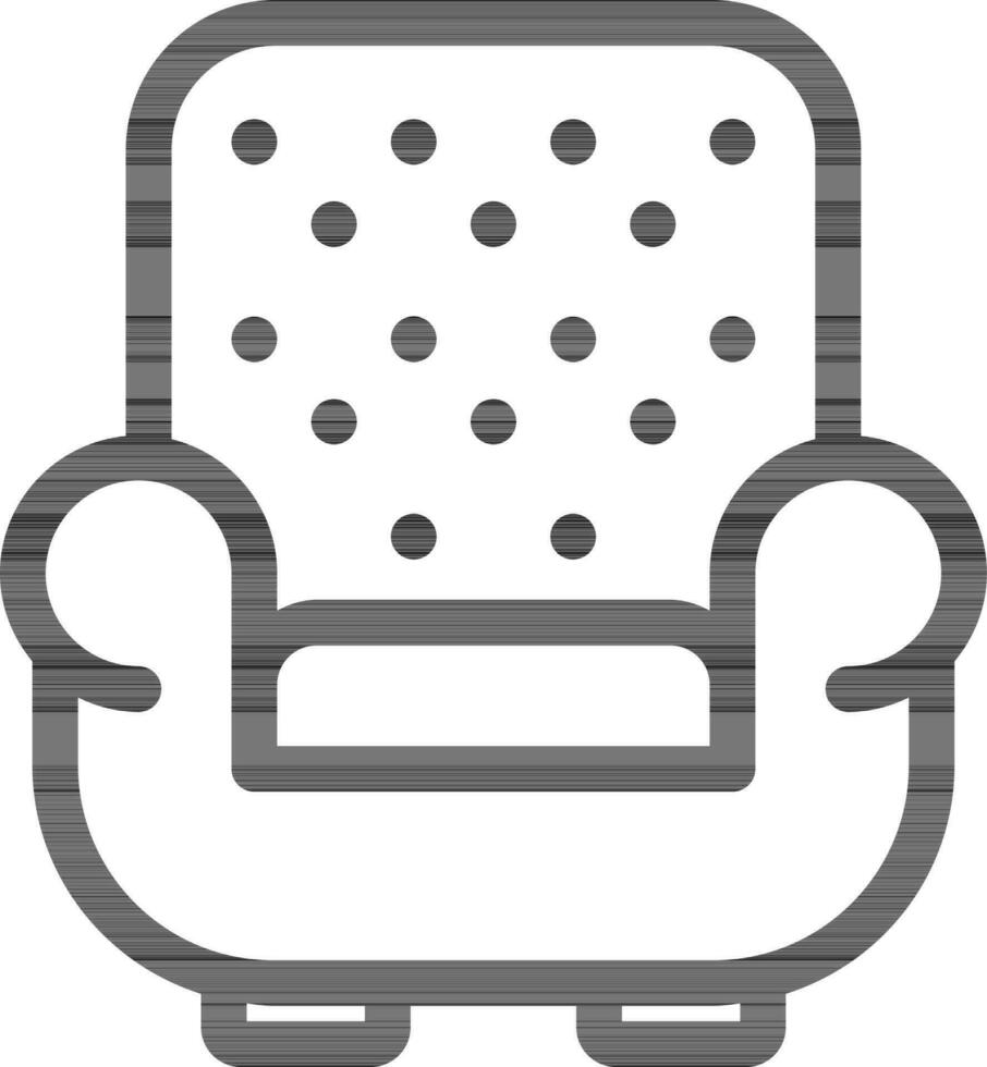 Thin Line Art Sofa Chair Icon on White Background. vector