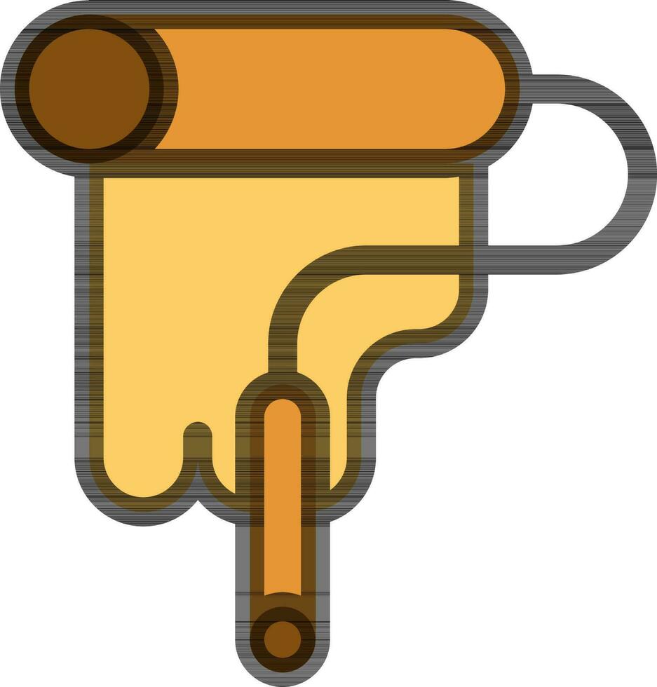 Paint Roller Icon in Yellow and Brown Color. vector