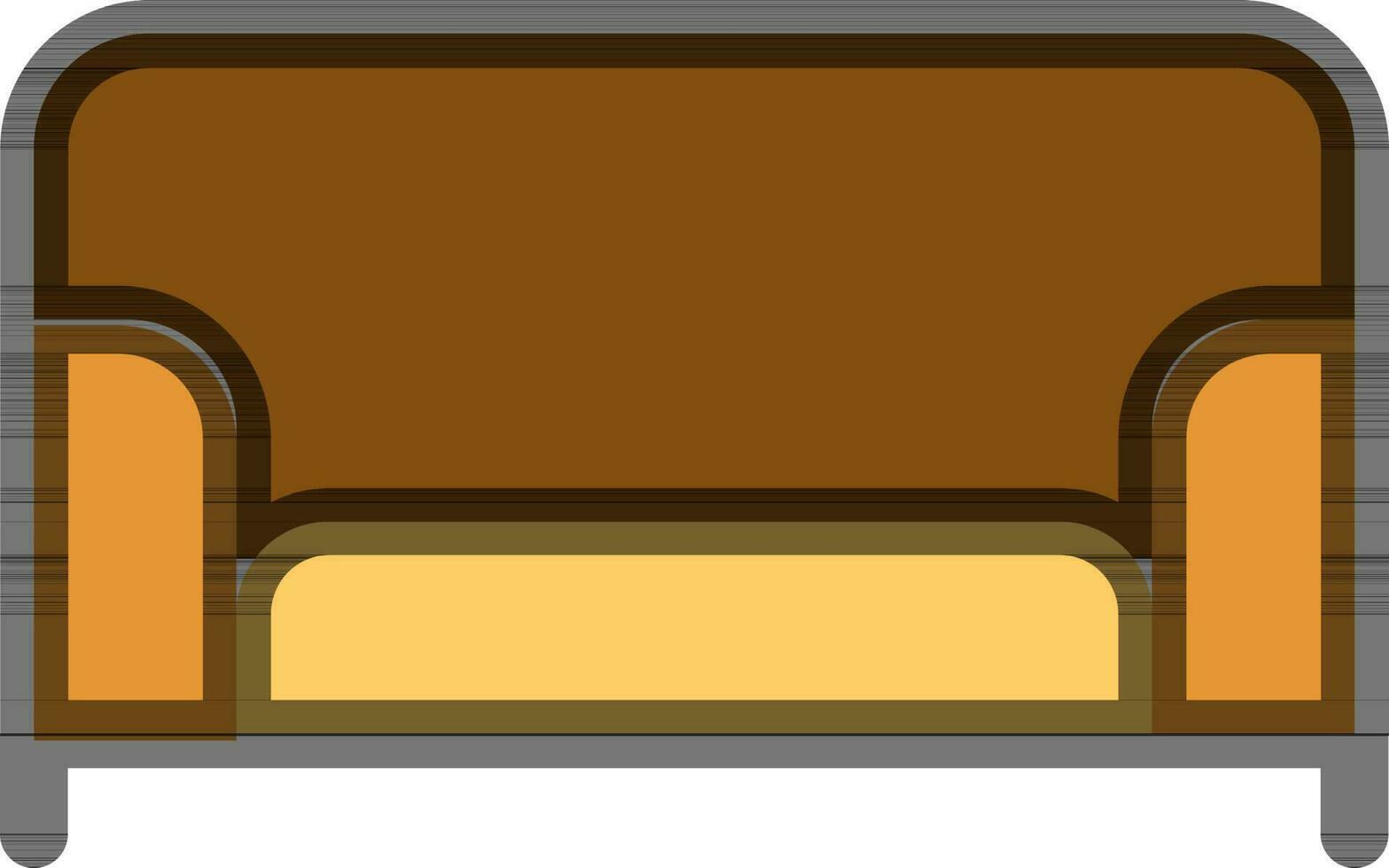 Brown and Yellow Sofa Icon in Flat Style. vector