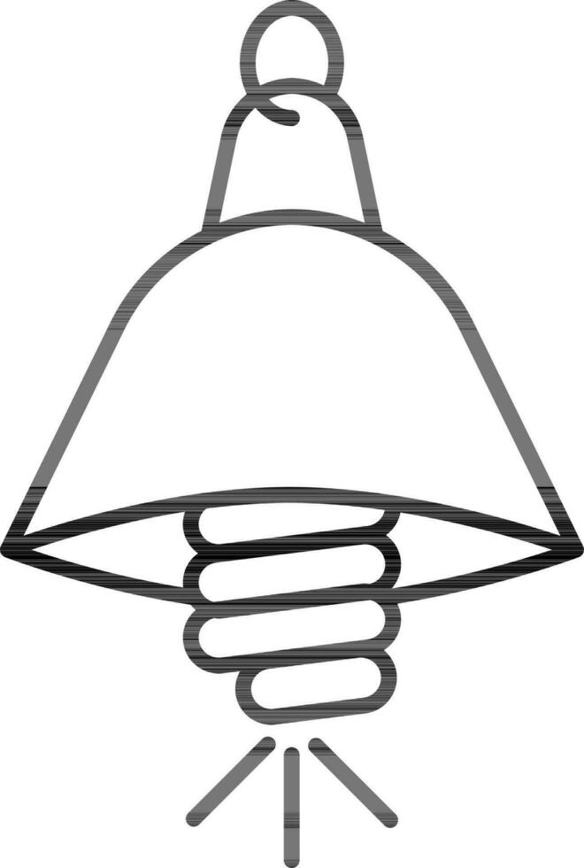 Pendant light lamp icon in black line art. vector