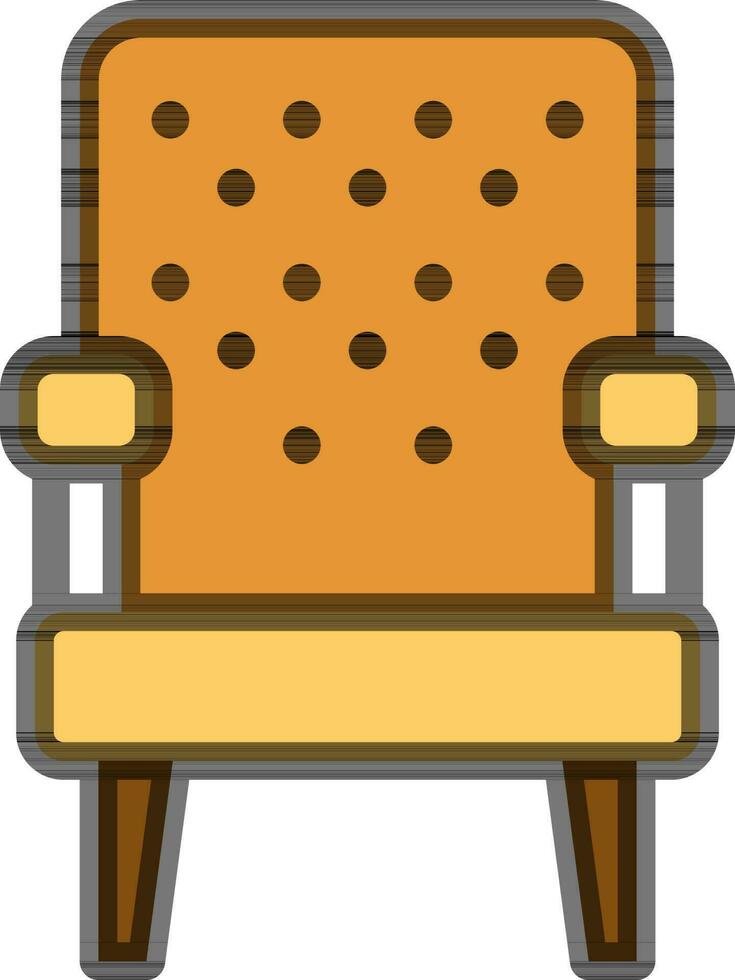 Isolated Sofa Chair Icon in Brown and Yellow Color. vector