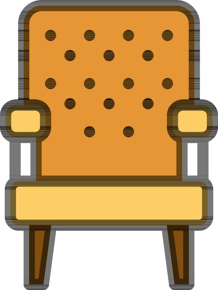 Isolated Sofa Chair Icon in Brown and Yellow Color. vector