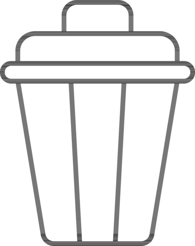 Flat style dustbin icon in thin line art. vector