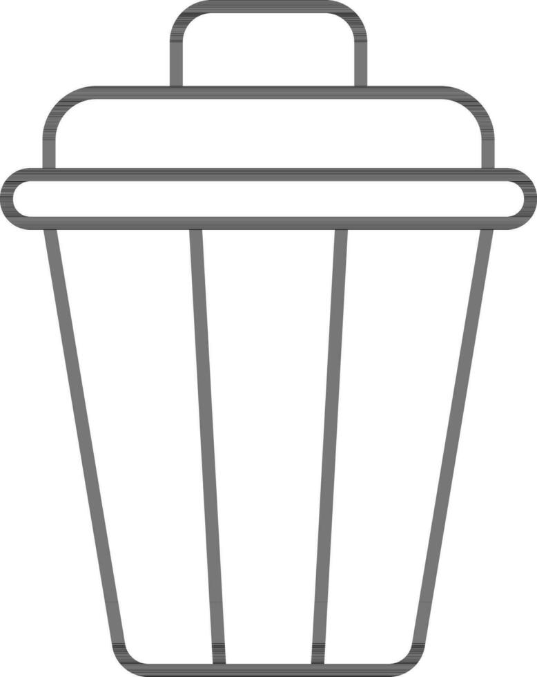 Flat style dustbin icon in thin line art. vector