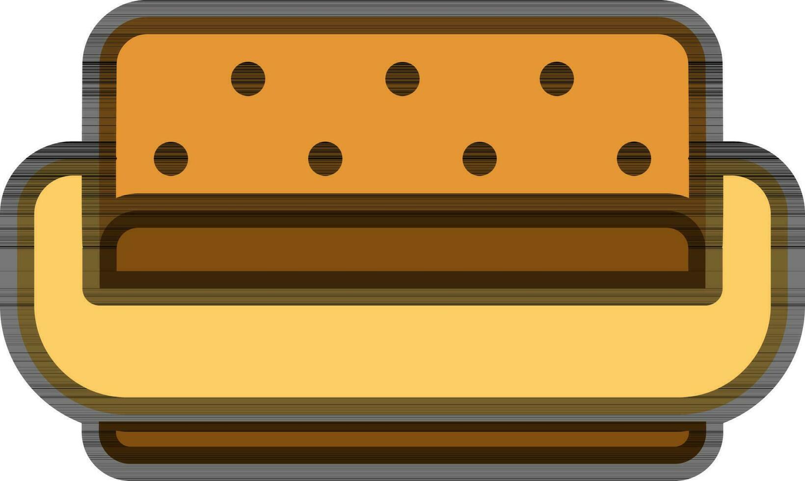 Isolated Sofa icon in Brown and Yellow Color. vector