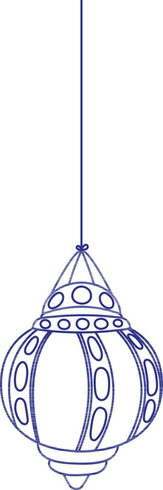 Blue line art hanging lantern. vector