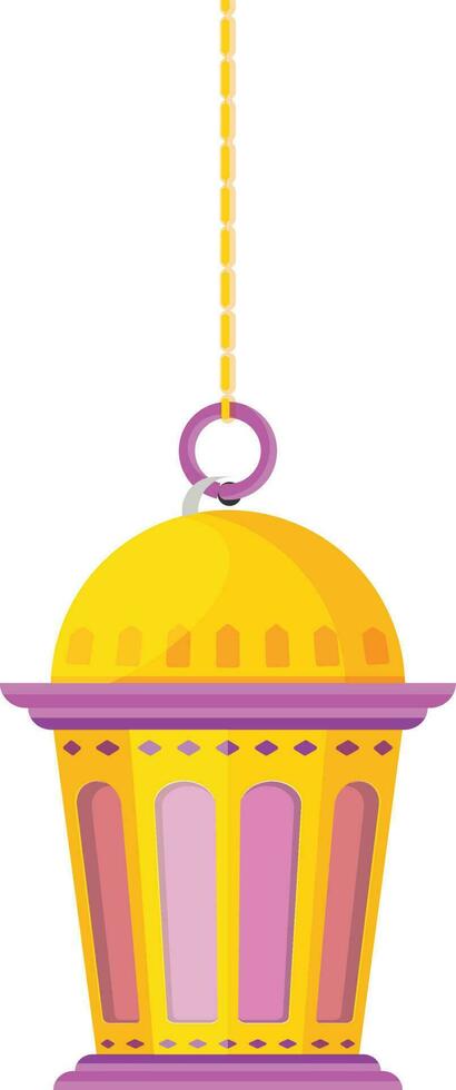 Hanging lantern made by purple and yellow color. vector