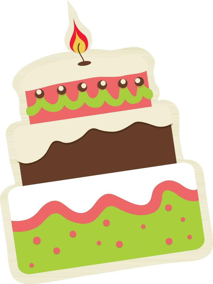 Birthday cake with candle. vector