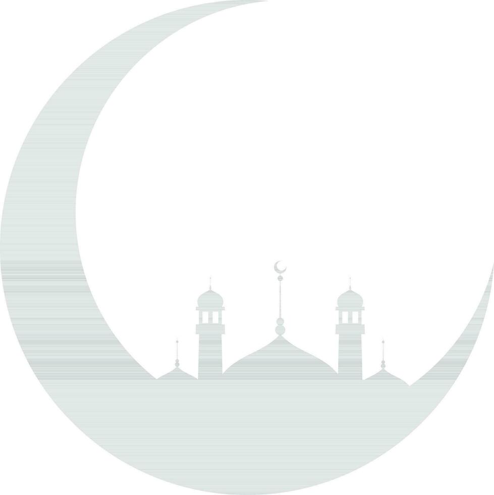 Gray mosque and minaret on moon. vector