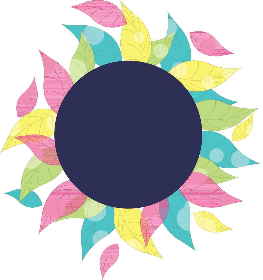 Beautiful leaves decorated blank circle frame. vector