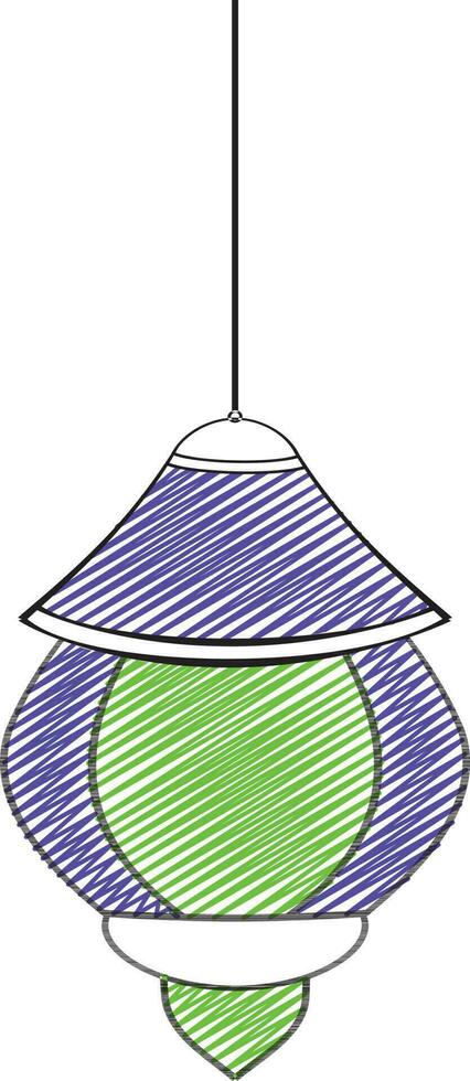 Hanging lantern made by line art illustration. vector