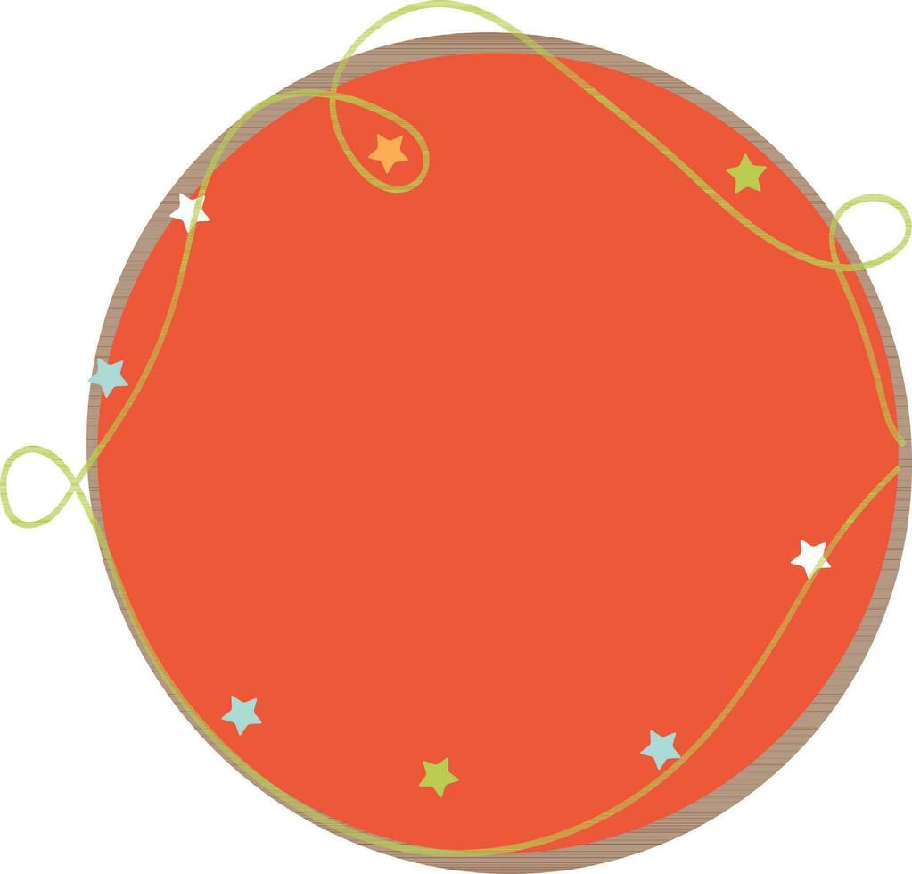 Stars decorated orange circle frame design. vector