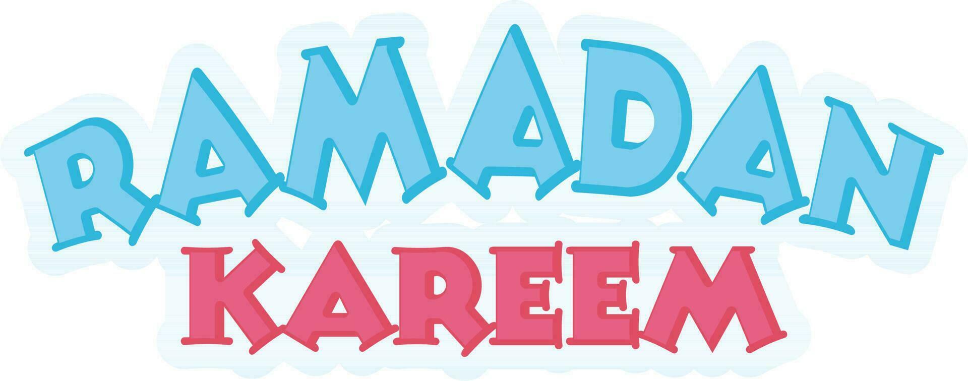 Paper cutting blue and pink text RAMDAN KAREEM. vector