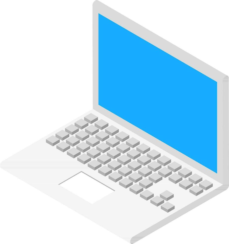 3D Laptop Icon in Gray and Blue Color. vector