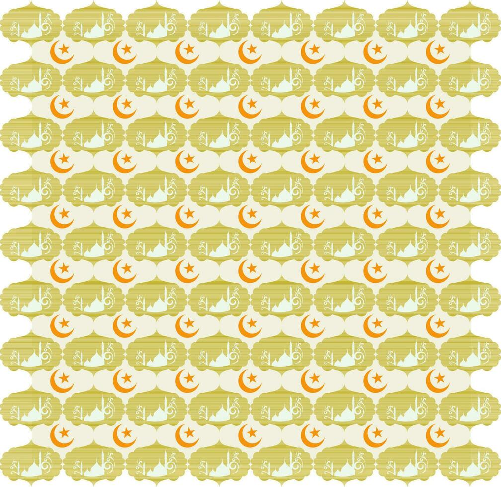 Islamic design pattern with mosque and moon illustration. vector