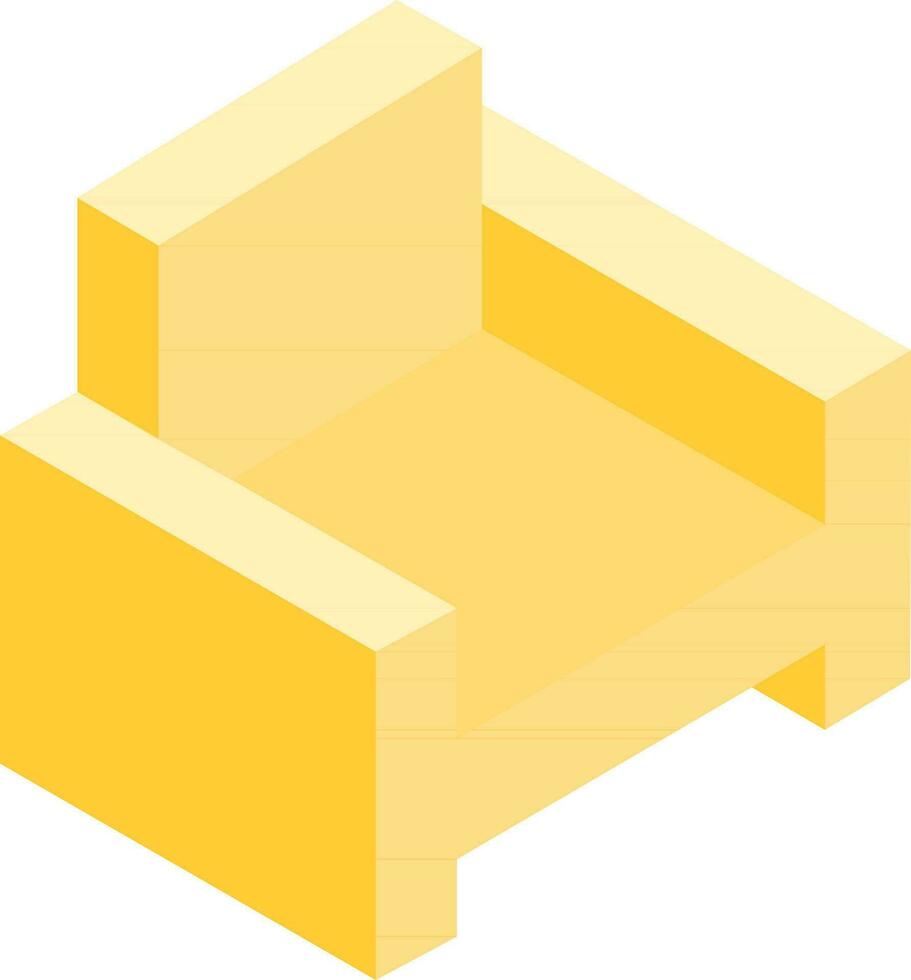 Isometric Sofa Chair Icon in Yellow Color. vector