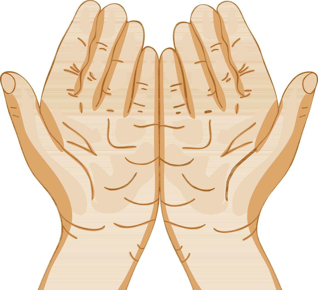 Vector illustration of hand performing prayer.