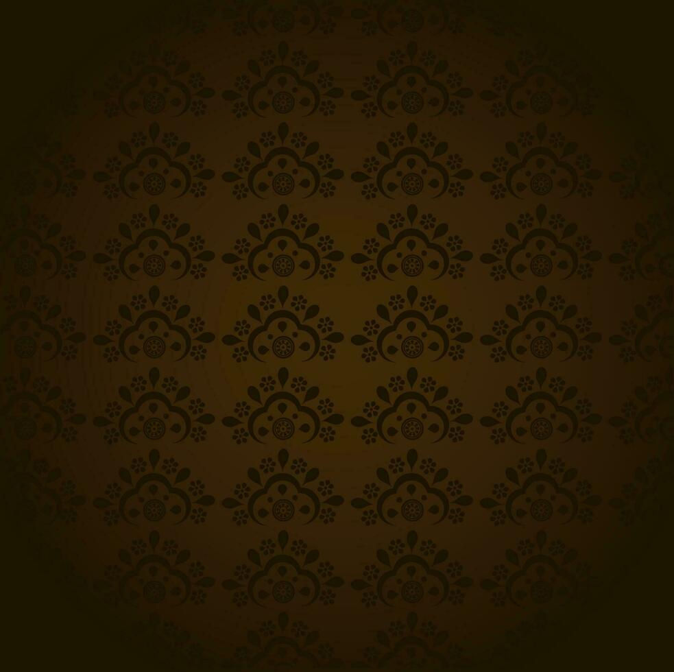 Shiny brown color seamless background with floral design pattern. vector