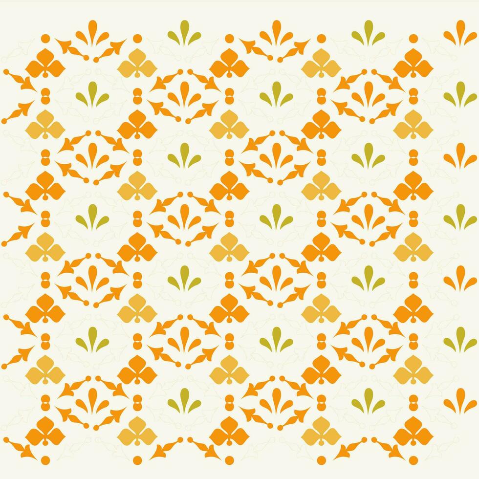 Orange color floral design pattern on seamless background. vector
