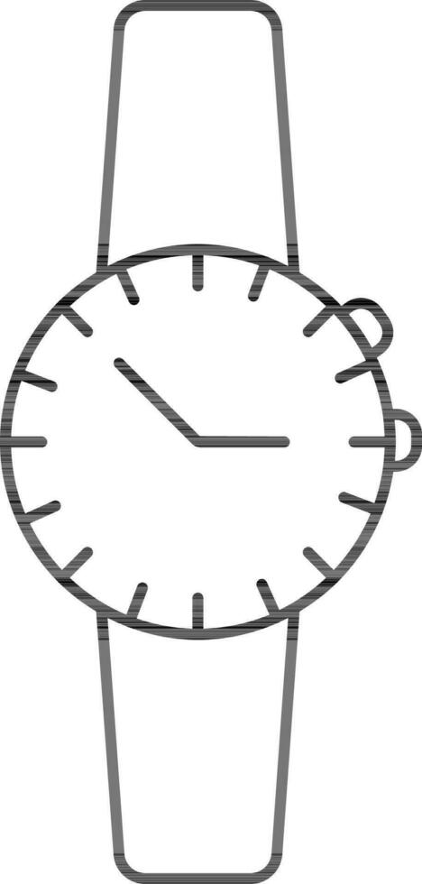Flat Style Watch Icon In Black Line Art. vector