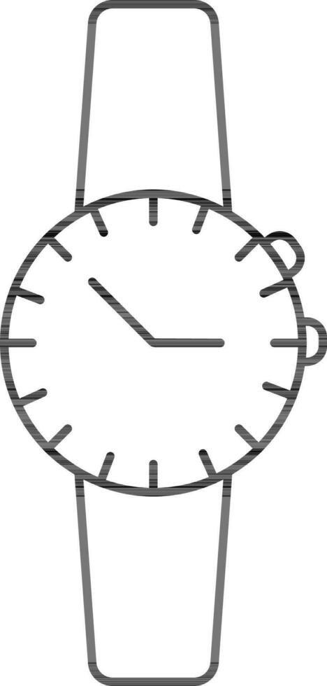 plano estilo reloj icono en negro línea Arte. vector