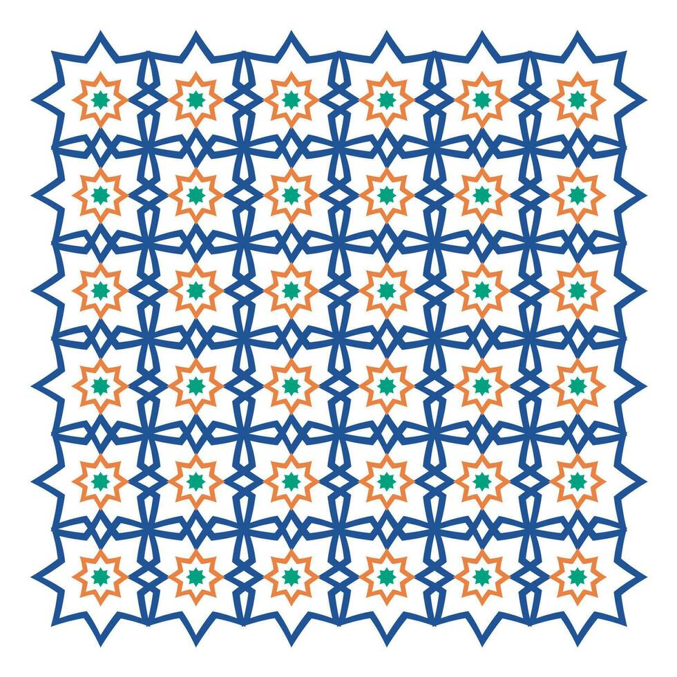 Arabic seamless background pattern made with blue and orange color. vector