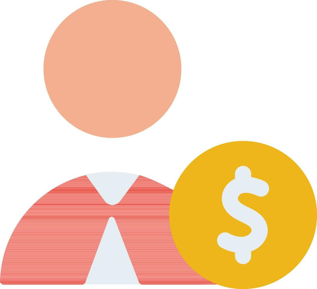 Character of man with coin. vector