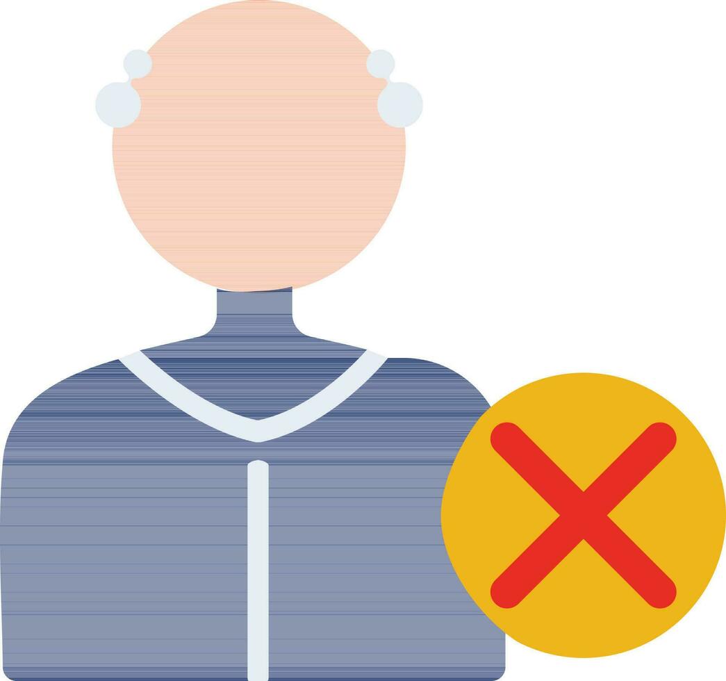 Character of man with rejected sign. vector
