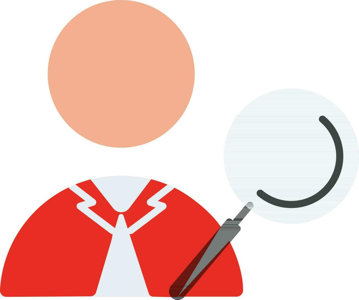 Character of man with magnifying. vector