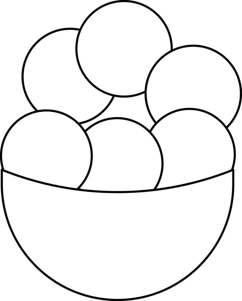 Laddu Bowl Icon in Black Outline. vector