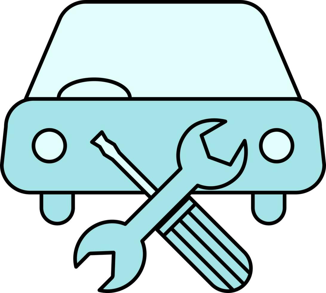 Flat Style Car Repairing or Service Icon or Symbol. vector