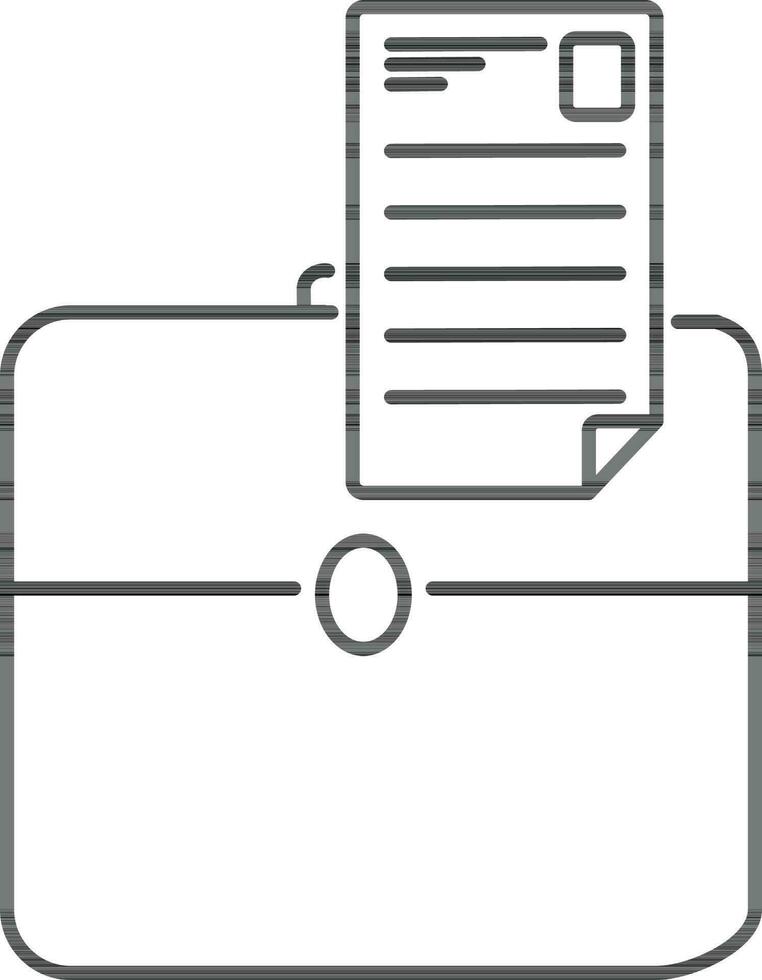 Briefcase with document in flat style. vector