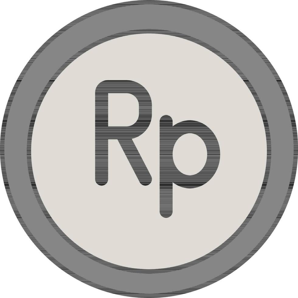 Grey Rupiah Coin Icon on White Background. vector