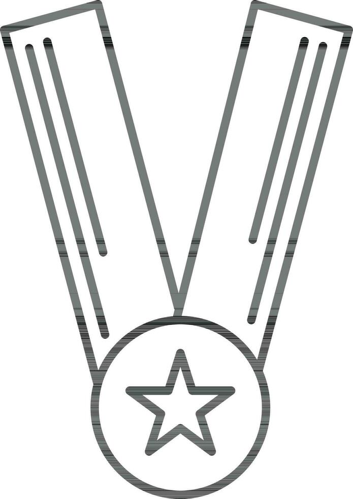 Star decorated medal with ribbon. vector